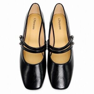 C.Paravano Clara Mary Jane Flats Women’s 9.5 EU 39.5 Black Patent NIB
